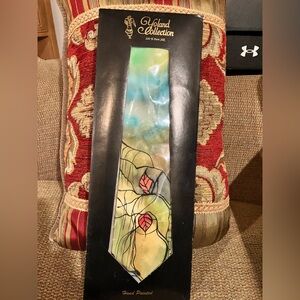 Yoland Collection 100% Silk Tie with Hand painted Artistic Design. Brand New.
